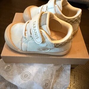 Cream Kids Sneakers with Easy Hook-and-Loop Strap